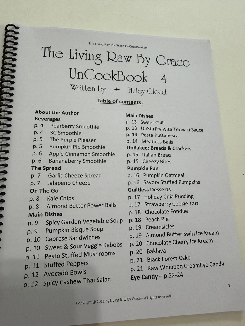 Haley Cloud Living Raw By Grace UnCookBook #4 - Red/Orange Cover